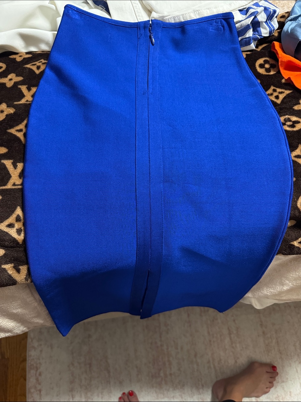 bebe Electric Blue Stretch Pencil Skirt